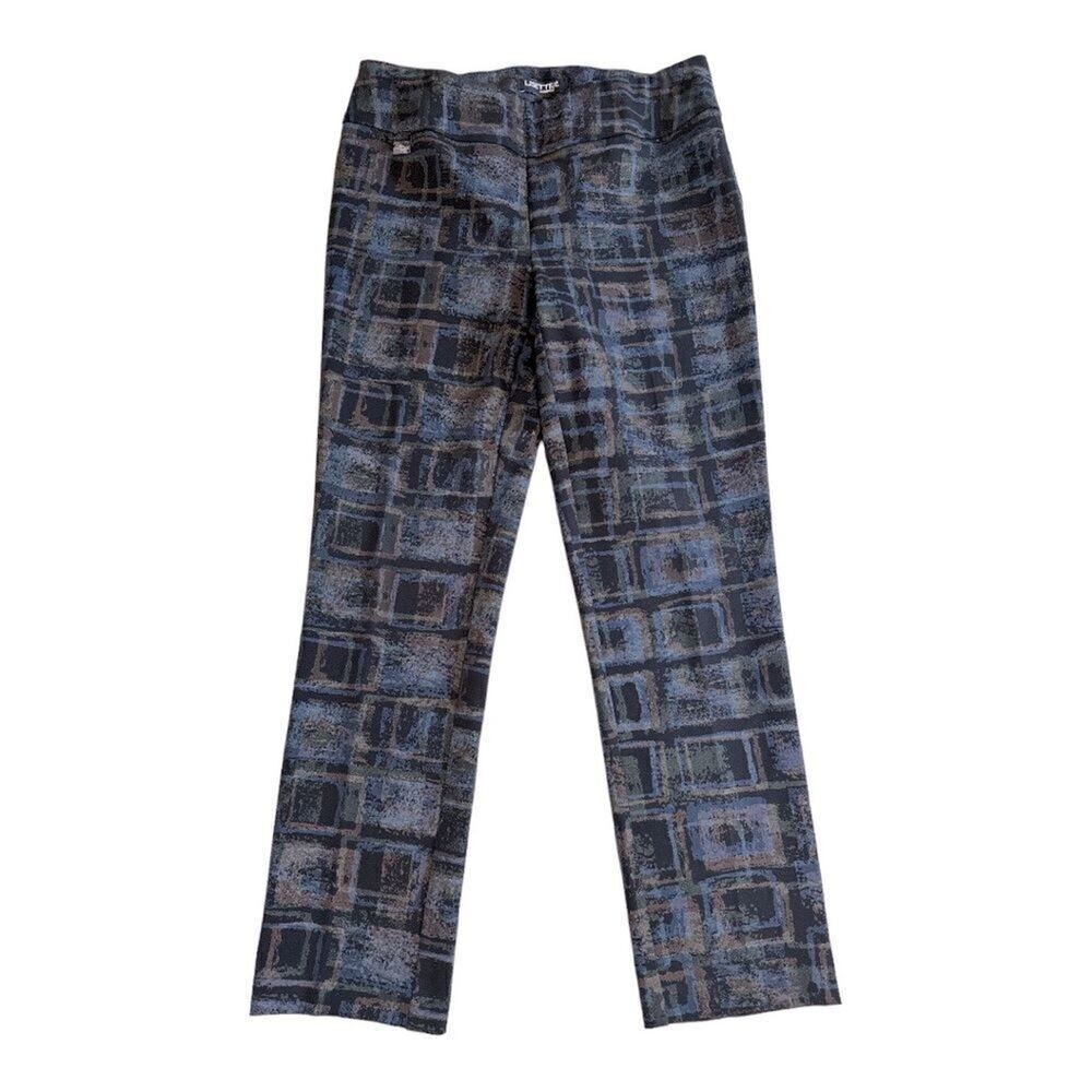 LISETTE L Women’s Pull On Printed Skinny Cropped Pants Blue/Brown Size 6